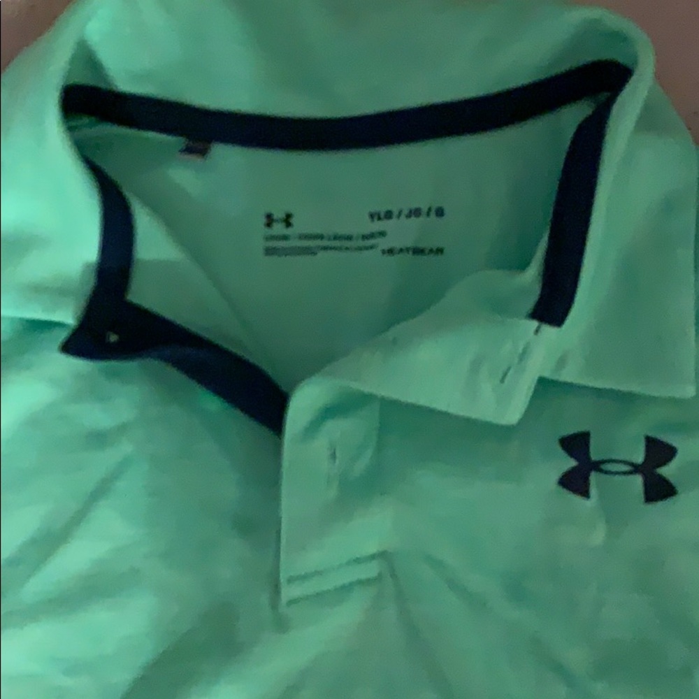Bright green boys under Armour polo